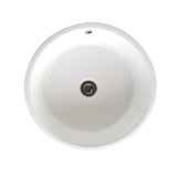 Sutherland White Ceramic Round Vessel Bathroom Sink with Overflow and pop up drain