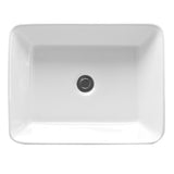 Havasu White Ceramic Rectangular Vessel Bathroom Sink with a Pop Up Drain