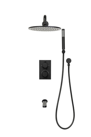 Arroya Shower Faucet 3-Function Round Shower System with Showerhead, Handheld Shower, Tub Filler Spout, and Trim Kit - Rough-In Included