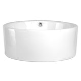 Sutherland White Ceramic Round Vessel Bathroom Sink with Overflow and pop up drain