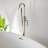 SevenFalls 8017 Single Handle Floor Mounted Tub Filler with Handheld Shower