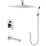 Narmada 9184 3-Function Ceiling Mount Shower System with Shower Head, Hand shower, Tub Spout and Valve Trim. Rough-in Included