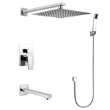 Narmada 9184 3-Function Rain Shower System with Shower Head, Hand shower, Tub Spout and Valve Trim. Rough-in Included