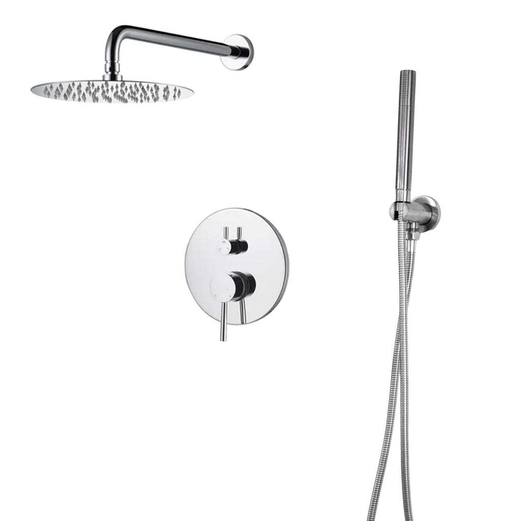 Mackenzie 9185 2-Function Round Shower System with Shower Head, Hand shower and Valve Trim. Rough-in Included