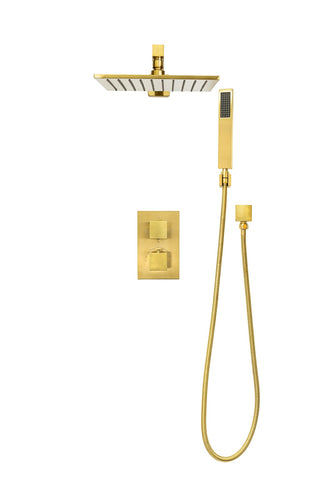Wasser Shower Faucet 2-Function Square Shower System with Showerhead, Handheld Shower and Trim Kit - Rough In Included