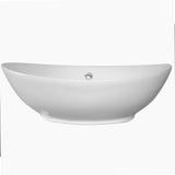 Sutherland White Ceramic Oval Vessel Bathroom Sink with Overflow and Pop Up Drain