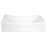 Havasu White Ceramic Rectangular Vessel Bathroom Sink with pop up drain