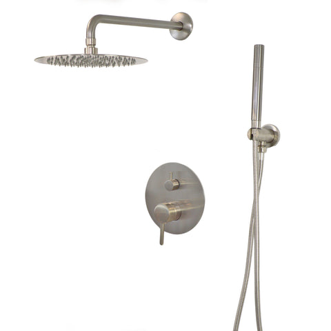 Mackenzie 9185 2-Function Round Shower System with Shower Head, Hand shower and Valve Trim. Rough-in Included