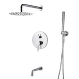 Mackenzie 9186 3-Function Round Shower System with Shower Head, Hand shower, Tub Spout and Valve Trim. Rough-in Included
