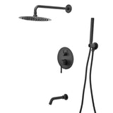 Mackenzie 9186 3-Function Round Shower System with Shower Head, Hand shower, Tub Spout and Valve Trim. Rough-in Included