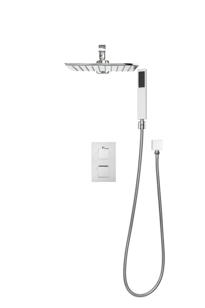 Wasser Shower Faucet 2-Function Square Shower System with Showerhead, Handheld Shower and Trim Kit - Rough In Included