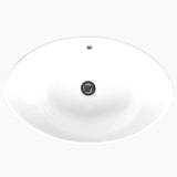 Sutherland White Ceramic Oval Vessel Bathroom Sink with Overflow and Pop Up Drain