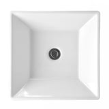 Havasu White Ceramic Square Vessel Bathroom Sink with pop up drain
