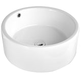 Sutherland White Ceramic Round Vessel Bathroom Sink with Overflow and pop up drain